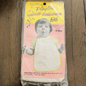 NIP Vintage Playtex Terry Deluxe Bib Pink & White NOS Unopened 60s 70s